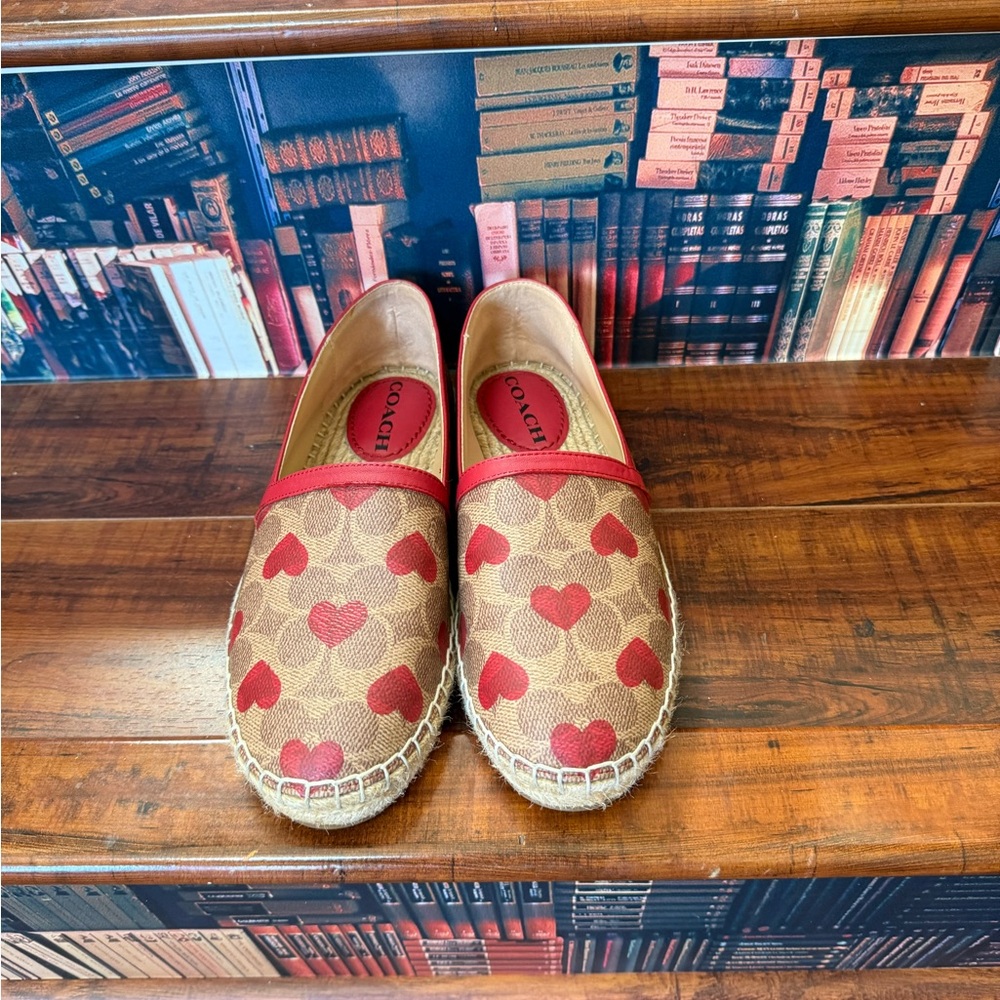 Coach Red Heart Print Espadrilles